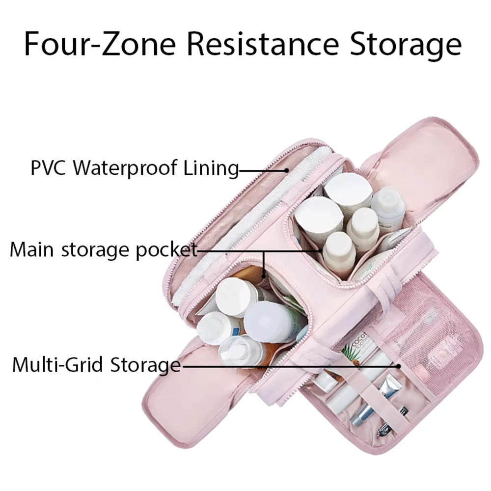 Large Capacity Cosmetic Bag Female Travel Wash Handbag Bathroom Partition Shower Makeup Pouch Waterproof Toiletries Organizer